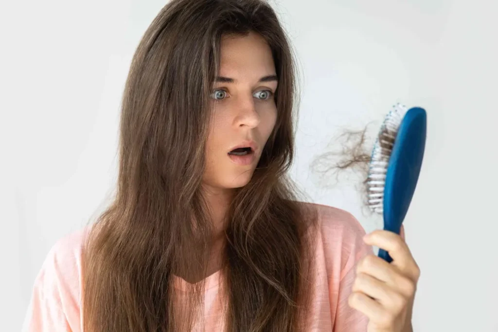 Upset woman due to hair loss