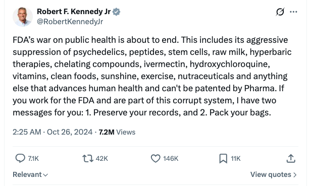 RFK tweet about Peptides